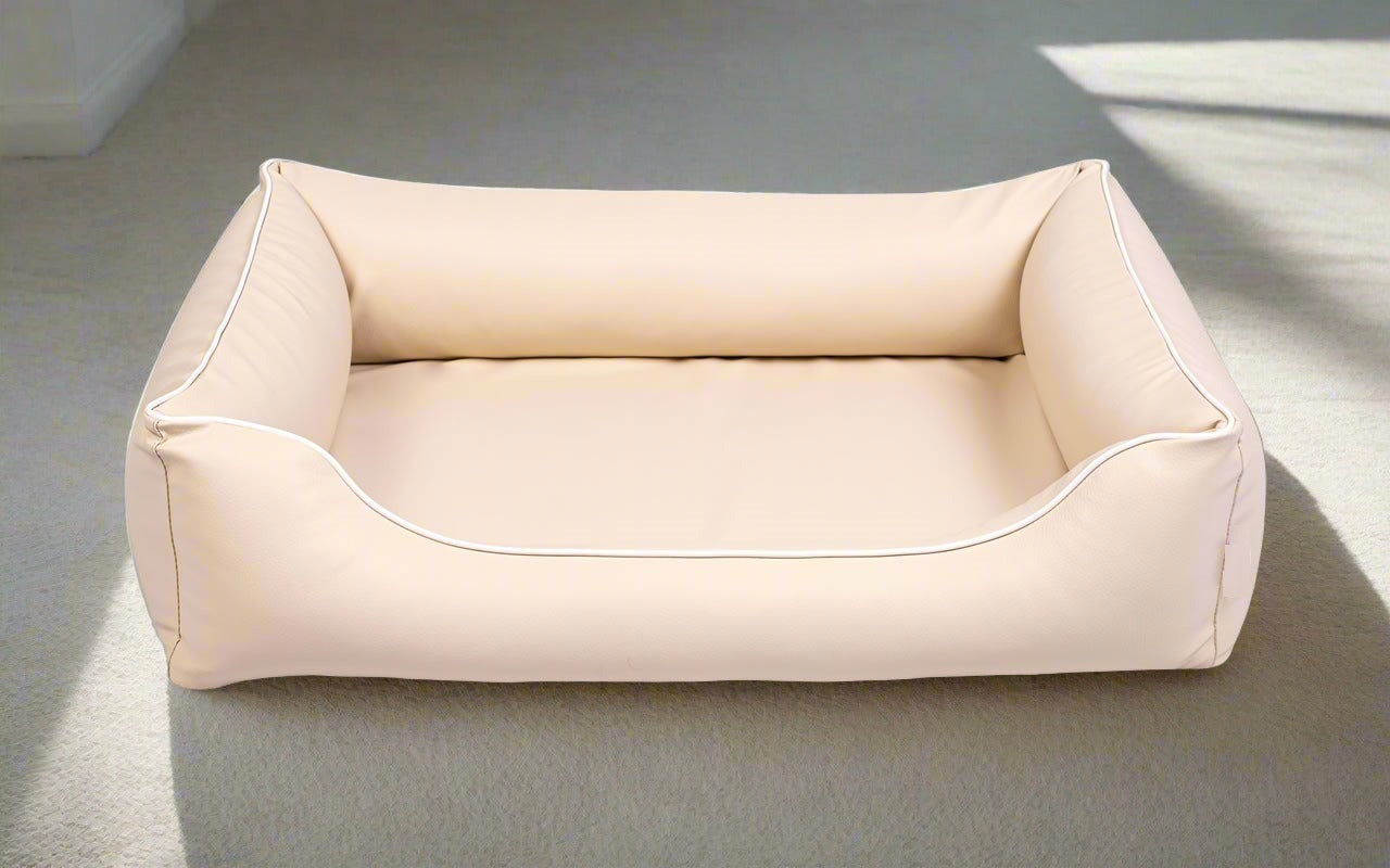 Legowisko ortopedyczne Teoś z ekoskóry (13/33) - widok z boku. Kanapa dla dużego psa.