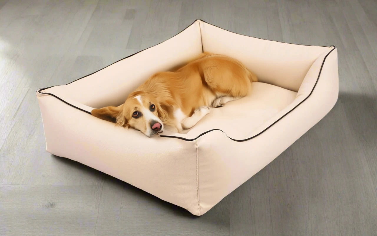 Legowisko ortopedyczne Teoś z ekoskóry (7/33) - widok z boku. Kanapa dla dużego psa.
