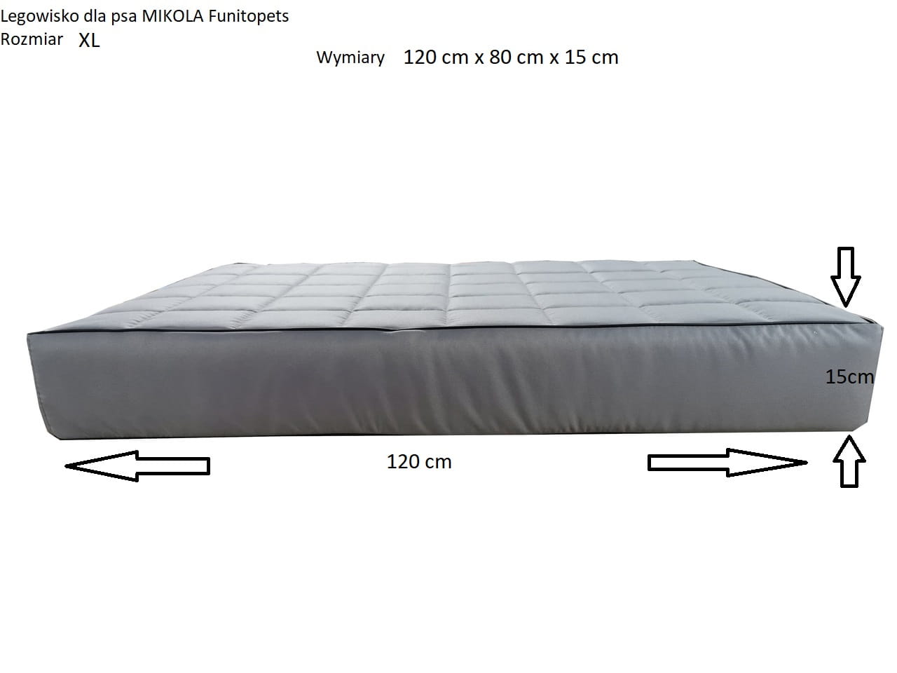 Wymiary legowiska ortopedycznego dla psa Mikola 15 cm widok z boku