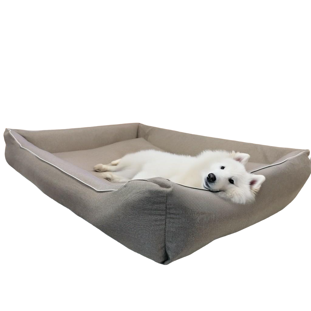 Legowisko dla psa Saba (19/20): Kanapa ortopedyczna, beż/szary.