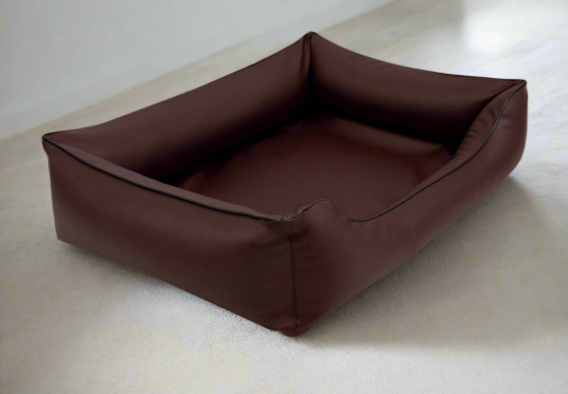 Legowisko ortopedyczne Teoś z ekoskóry (21/33) - widok z boku. Kanapa dla dużego psa.