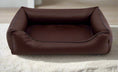 Załaduj zdjęcie, Legowisko ortopedyczne Teoś z ekoskóry (22/33) - widok z boku. Kanapa dla dużego psa.