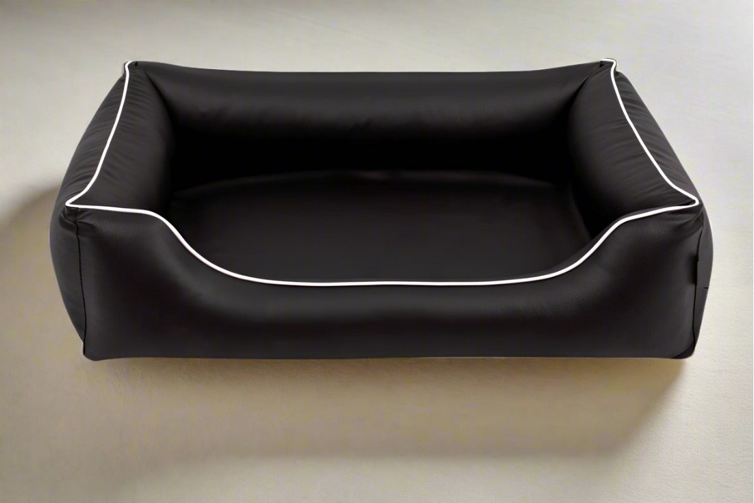Legowisko ortopedyczne Teoś z ekoskóry (16/33) - widok z boku. Kanapa dla dużego psa.