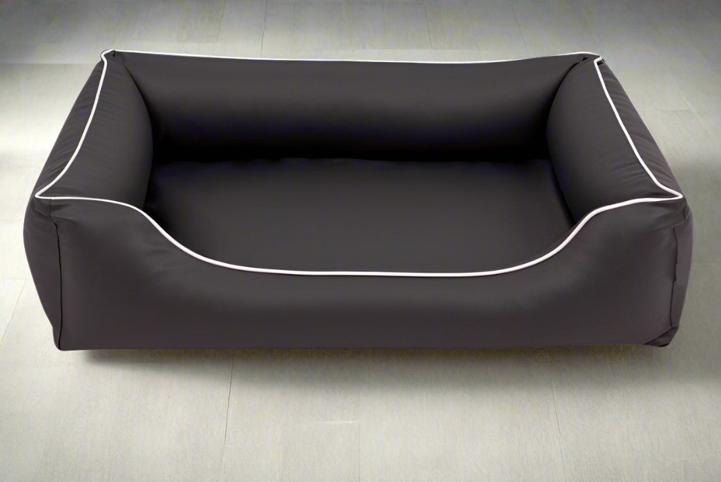 Legowisko ortopedyczne Teoś z ekoskóry (28/33) - widok z boku. Kanapa dla dużego psa.