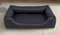 Załaduj zdjęcie, Legowisko ortopedyczne Teoś z ekoskóry (31/33) - widok z boku. Kanapa dla dużego psa.