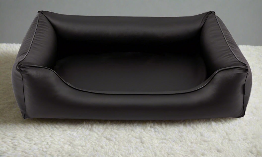 Legowisko ortopedyczne Teoś z ekoskóry (19/33) - widok z boku. Kanapa dla dużego psa.