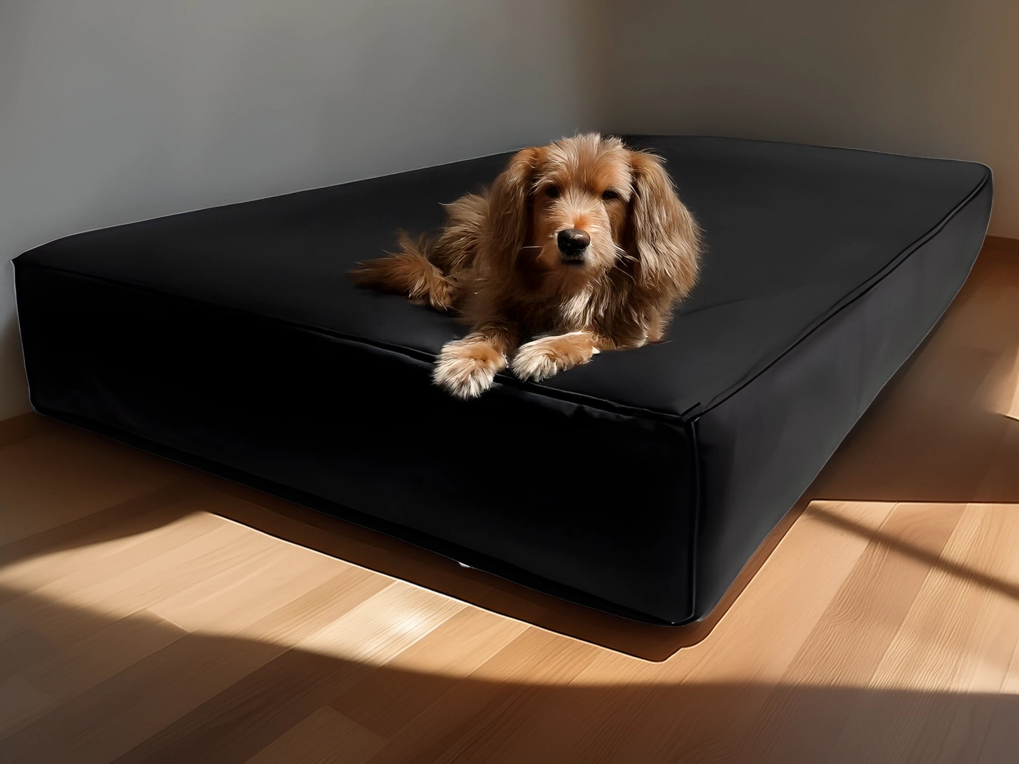 Legowisko Afik z ekoskóry (7/15) - widok z boku. Idealne dla dużego psa.