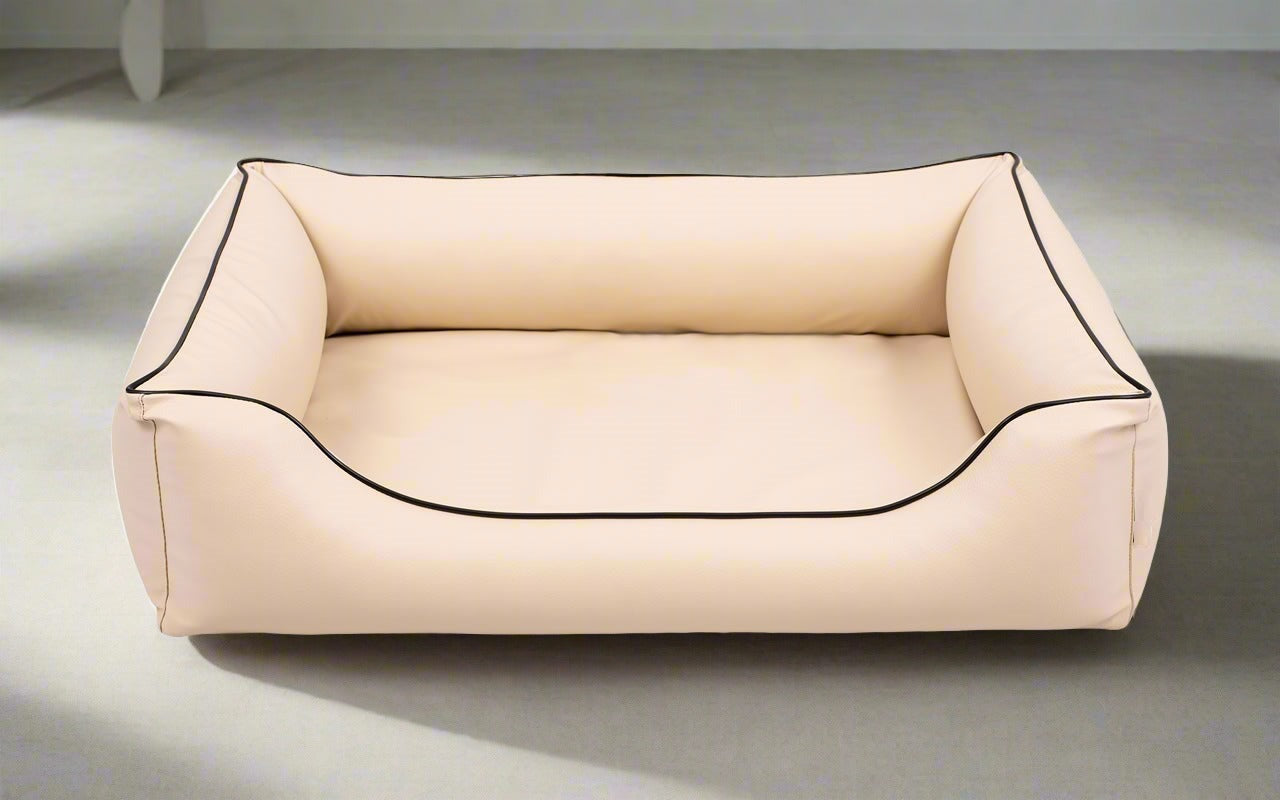 Legowisko ortopedyczne Teoś z ekoskóry (9/33) - widok z boku. Kanapa dla dużego psa.