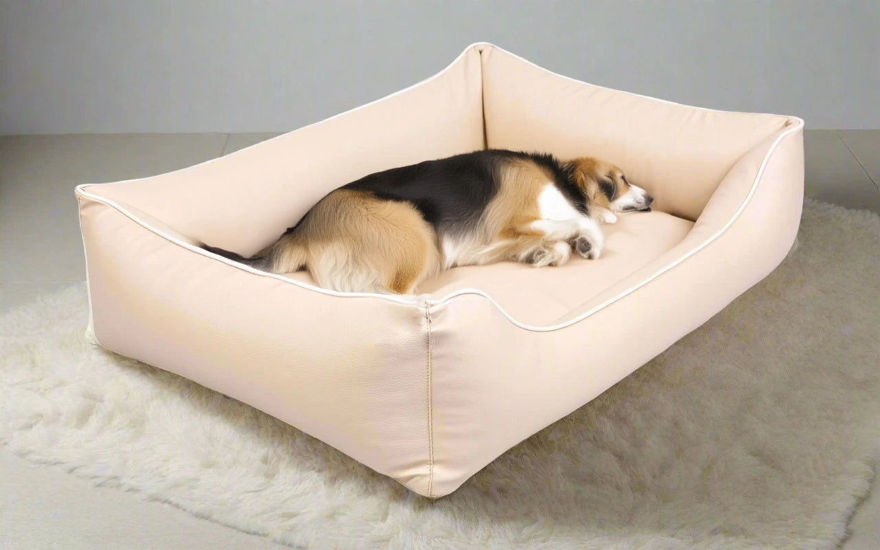 Legowisko ortopedyczne Teoś z ekoskóry (10/33) - widok z boku. Kanapa dla dużego psa.
