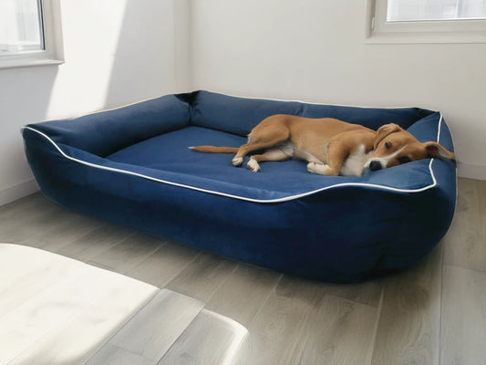 Kanapa dla psa Filipek (3/12): Widok z boku. Bestsellerowe legowisko ortopedyczne dla dużego psa.