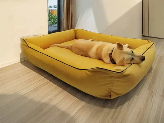 Kanapa dla psa Filipek (6/12): Widok z boku. Bestsellerowe legowisko ortopedyczne dla dużego psa.