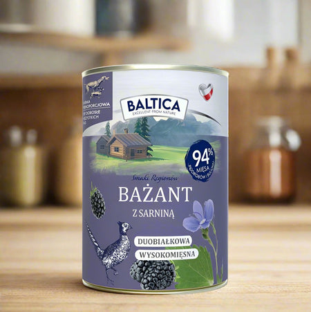 Karma mokra Baltica Bażant z sarniną dla psa dorosłego (opakowanie).