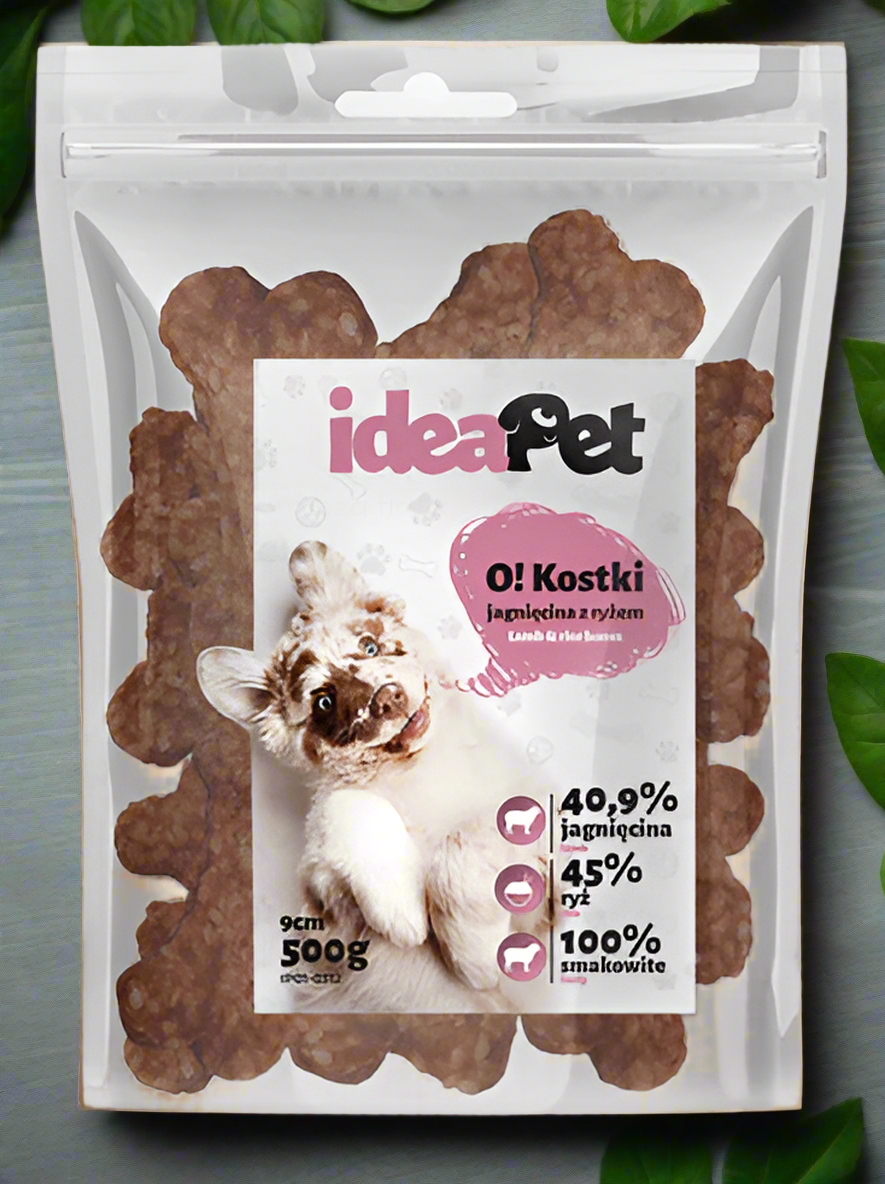 ideaPet Kostki jagnięcina z ryżem 9cm 500g