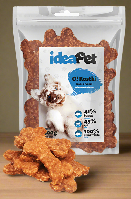 ideaPet Kostki łosoś z ryżem 9cm 500g