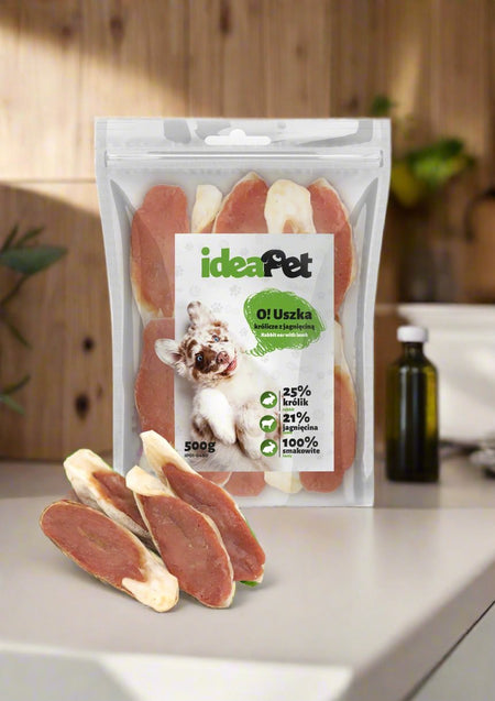 Uszka królicze z jagnięciną (1/1) - Zdrowy gryzak dla psa.