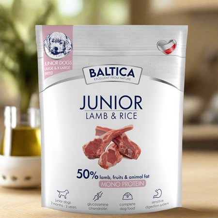 Karma Baltica Monoprotein Jagnięcina z Ryżem Junior (1/4) - opakowanie.