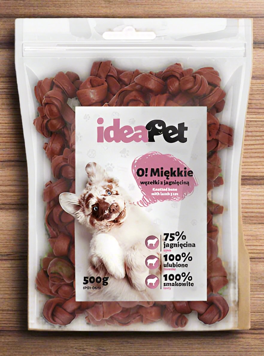 IdeaPet Miękkie węzełki z jagnięciną 5cm 500g 